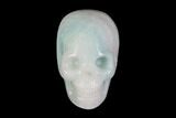 Realistic, Carved, White and Green Jade Skull #116563-1